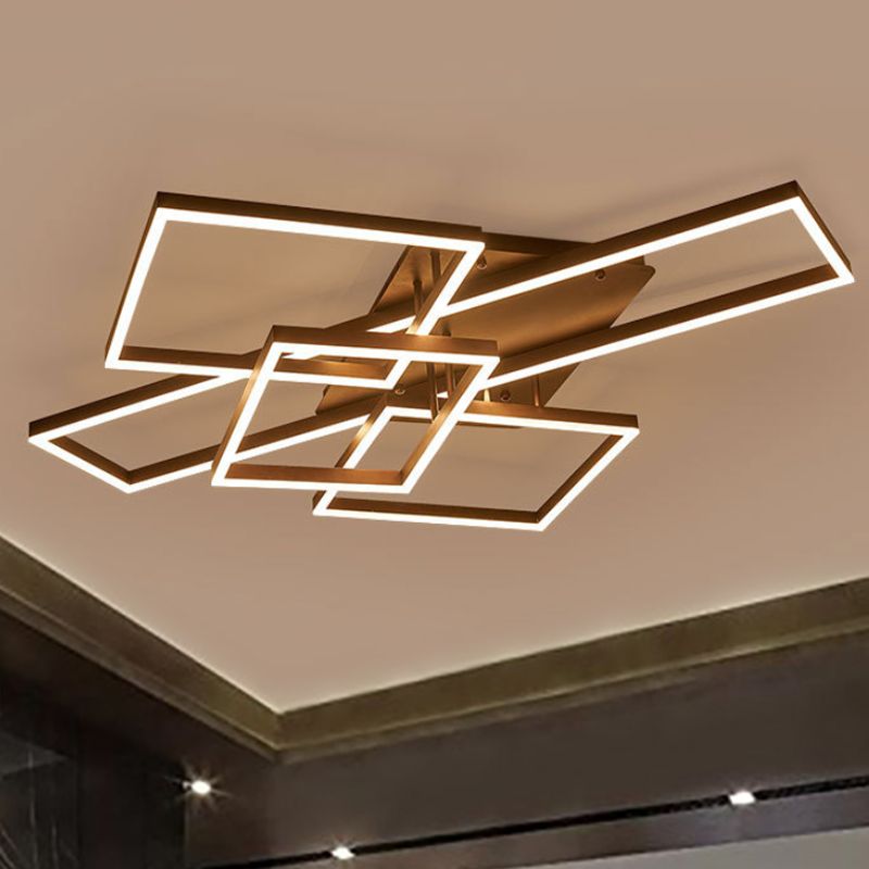 Metallgeometrische, halbbündige Beleuchtung, modernistische 2/3/4-Lichter, braune LED-Halbbündige-Montagelampe in weißem/warmem Licht