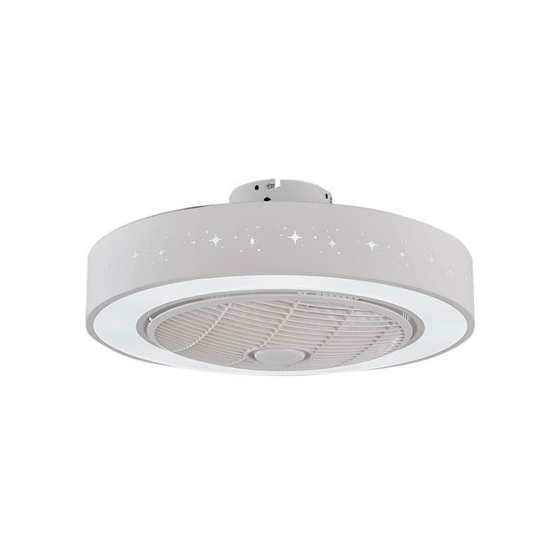 8 "hohe Drum Wohnzimmer Ventilator Leuchtt zeitgenössische Metall LED Weiß 3 Klingen Halbflush Mount Lighting Fixture
