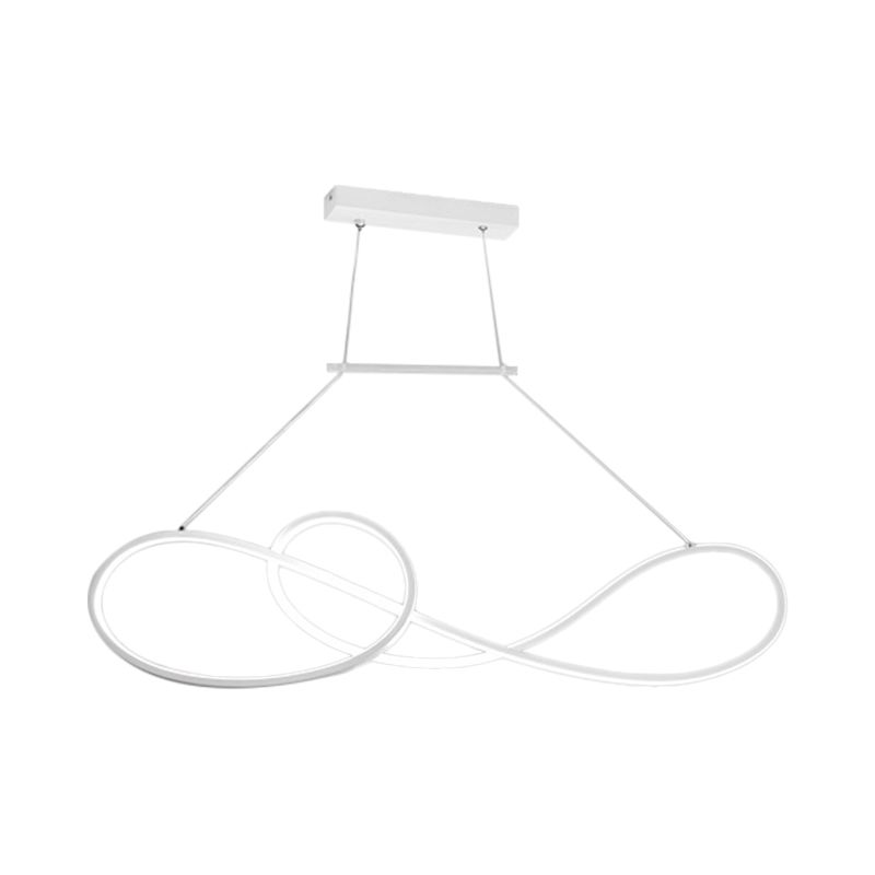 Metalen gedraaide lijn hanger kroonluchter Noordse stijl zwart/wit/gouden LED -slinger lamp voor eetkamer, warm/wit licht