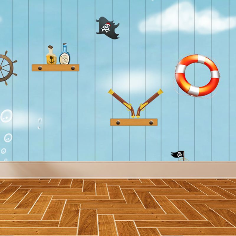 Full Size Sea Life Mural Kids Bedroom Nautical Wall Art in Soft Color, Moisture Resistant