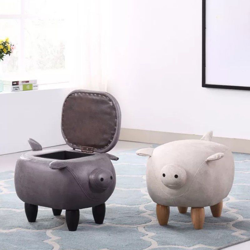 Contemporary Standard Ottoman Specialty Faux Leather Upholstered Pouf