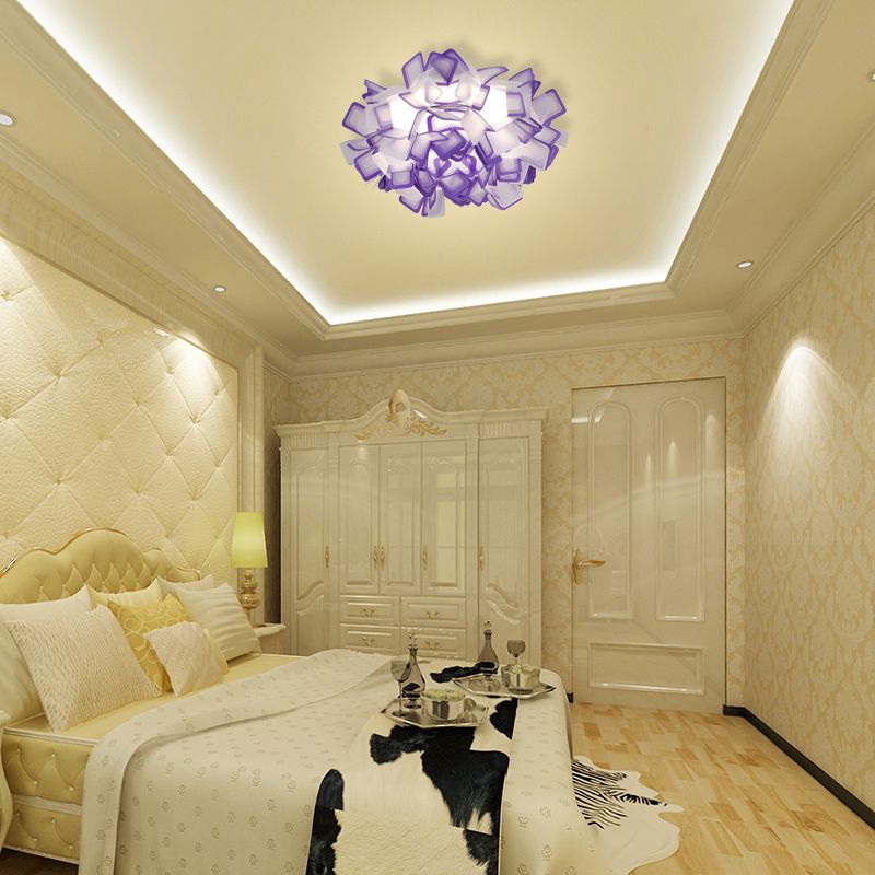 Plafonnier sinueux Art déco avec abat-jour en acrylique, éclairage encastré pour chambre à coucher