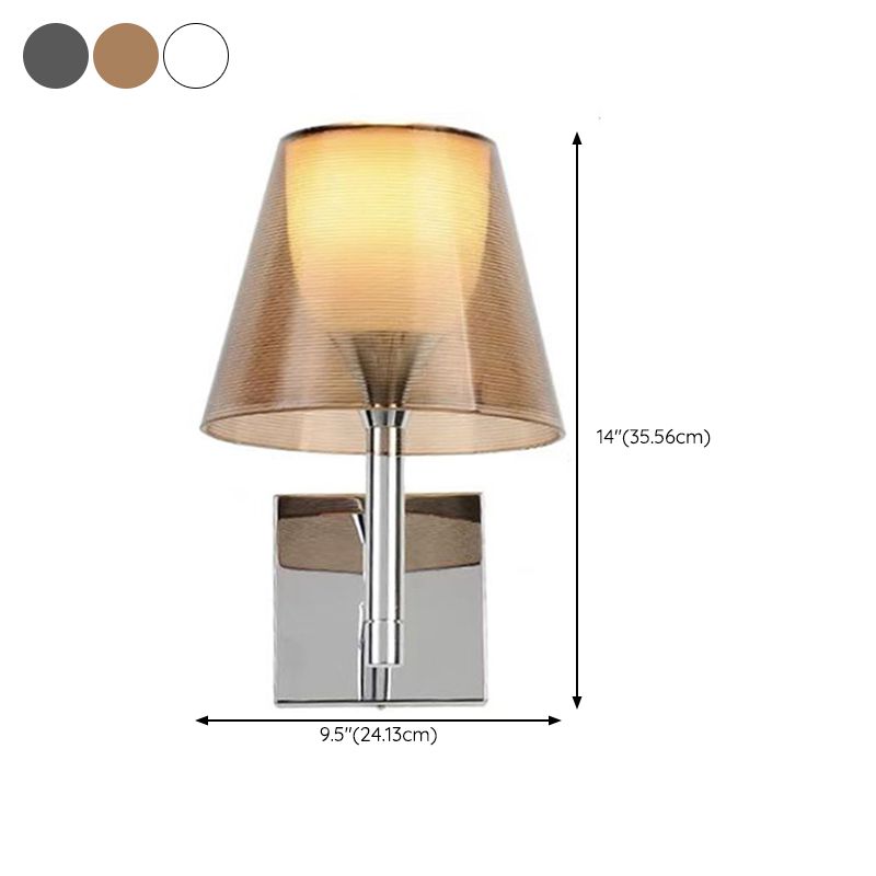 Acrylic Shade Wall Armed Sconce Minimalist 1 - Light Wall Light Fixture in Chrome Finish