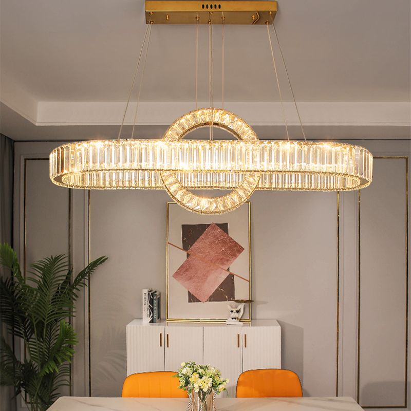 Contemporary Luxury Pendant Lights Crystal 2-Light Island Light in Gold
