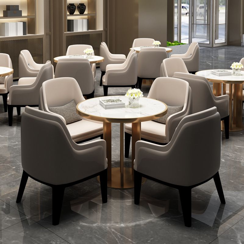 Modern Sintered Stone Dining RoomSet with Round Table and Metal Base Dining Table Furniture