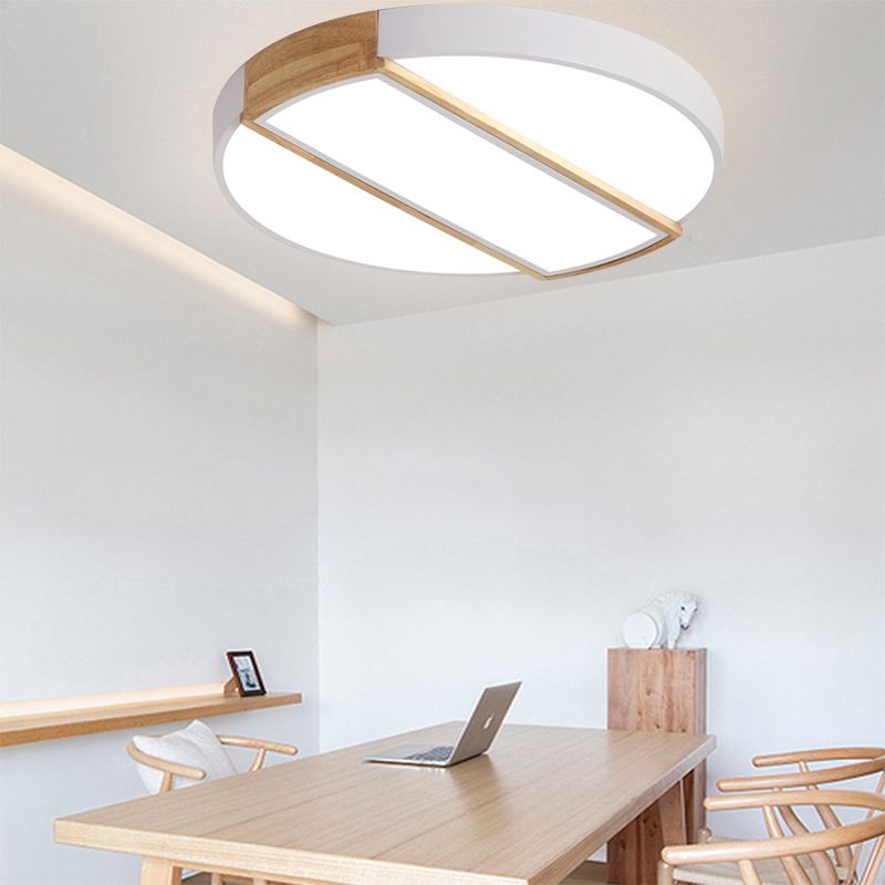 Macaron Style Round Flush Mount Light Acrylic LED Integrated Ceiling Light in Grey/White/Pink/Green for Living Room