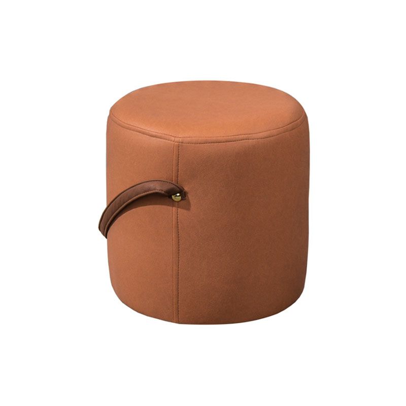 Modern Orange Pouf Round Scratch Resistant Pouf for Living Room