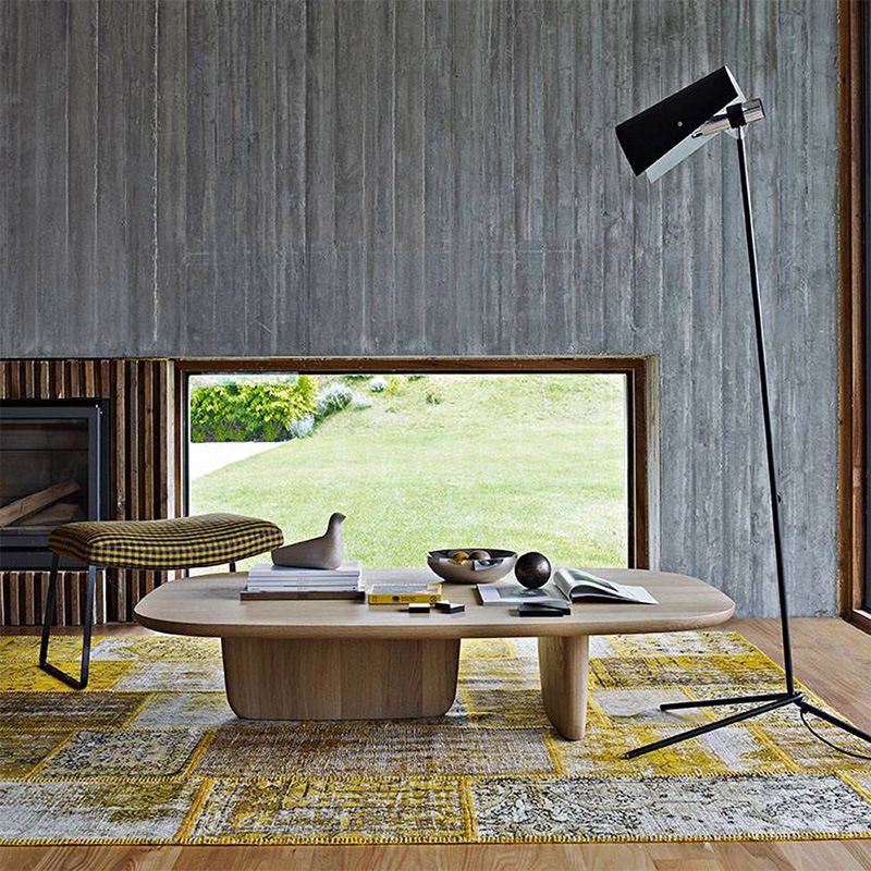 Scandinavian Solid Wood Coffee Table with 2 Legs and Rectangle Top