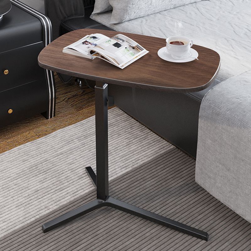 Modern Wood Pedestal Side End Table Minimalist Oval Corner Table