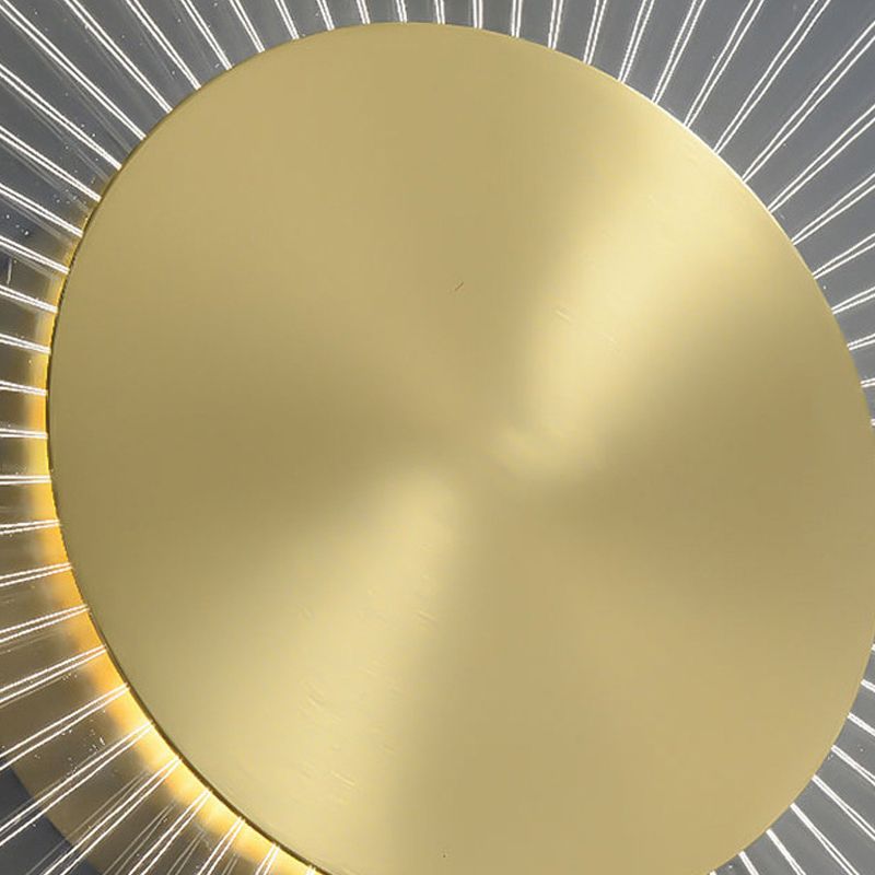 Modern Brass Wall Light Round 9" High LED Wall Sconce in Gold for Living Room