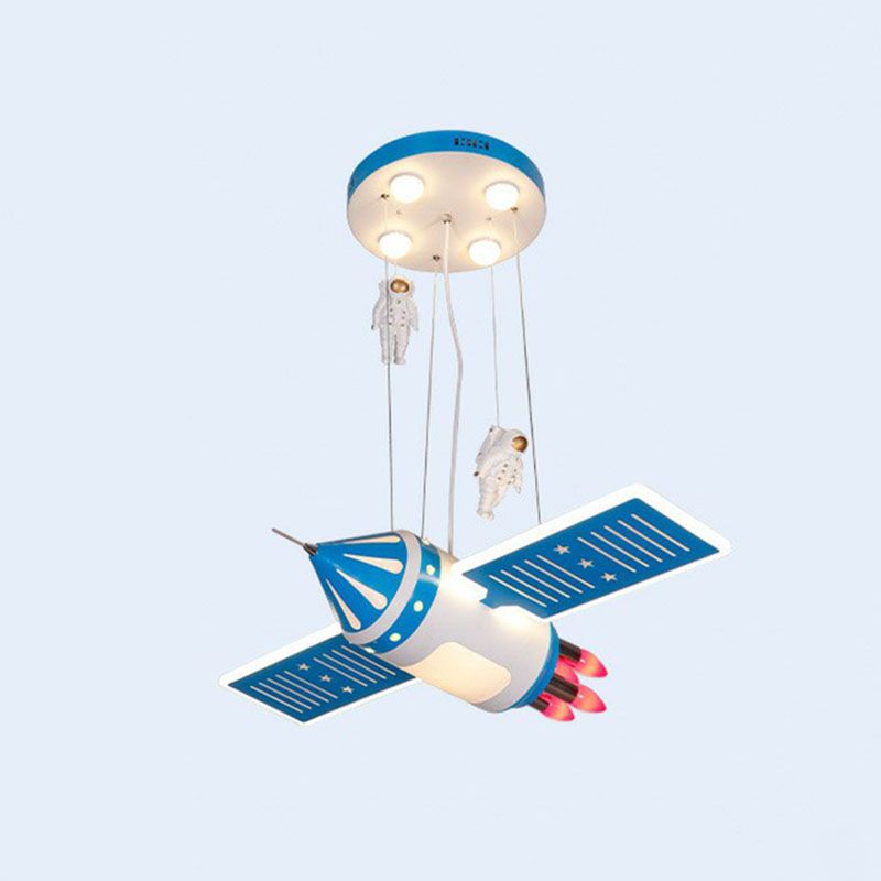 Satellite Chandelier Lamp Modern Acrylic Child Room LED Hanging Light with Decorative Astronaut