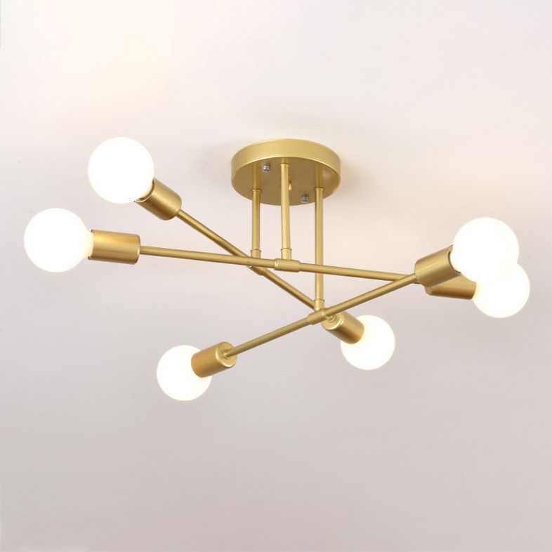 Metal Sputnik Shade Flush Ceiling Light Modern Style 6 Lights Flush Mount Fixture