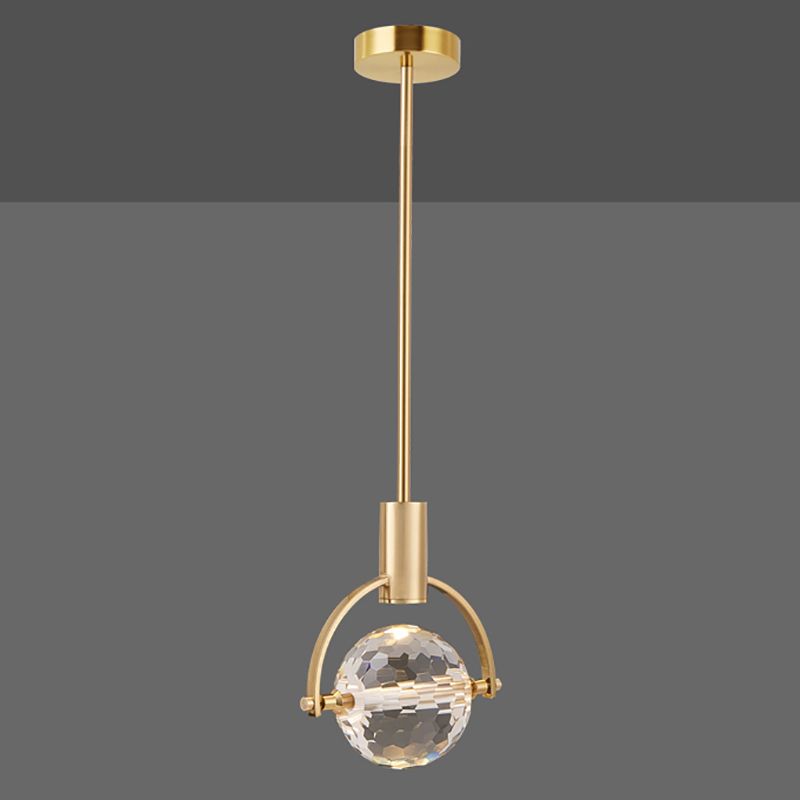 Forma sferica a forma di metallo appeso al soffitto Crystal Crystal 1 Light Sust Light in oro