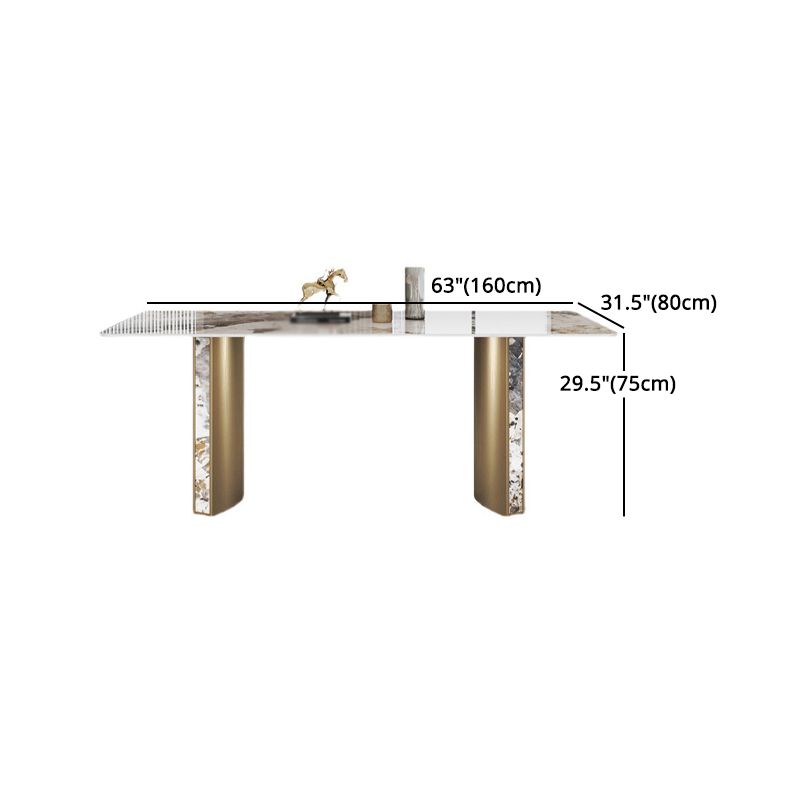 Luxury 1/3/4/5/7 Pieces Dining Set Sintered Stone Top Dining Table with Leather Chairs