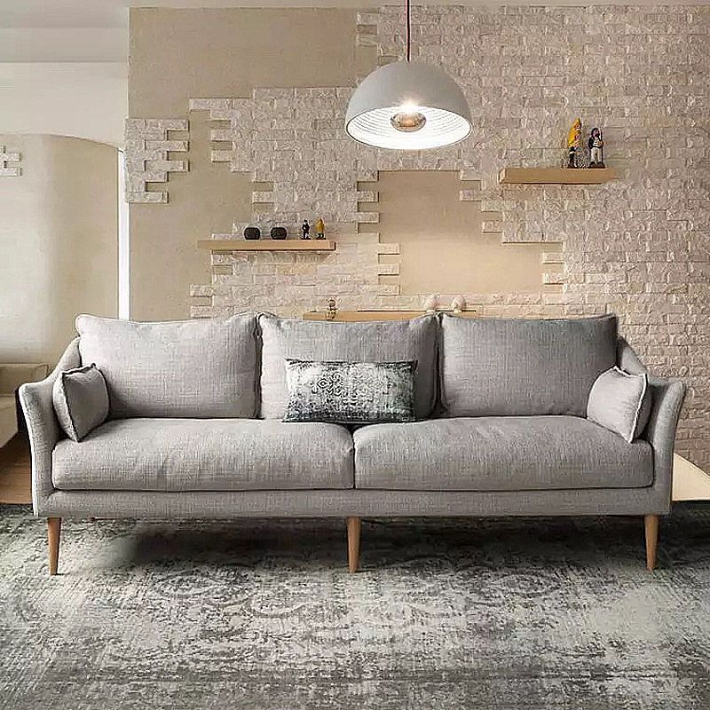 Charles Of London Sofa Modern 3-seater Fabric Sofa with Wood Legs