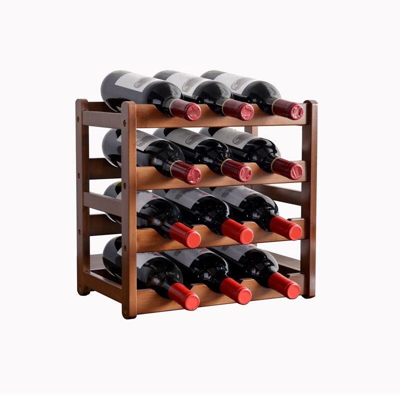 Modern Countertop Wine Rack Solid Wood Wine Bottle Rack for Living Room