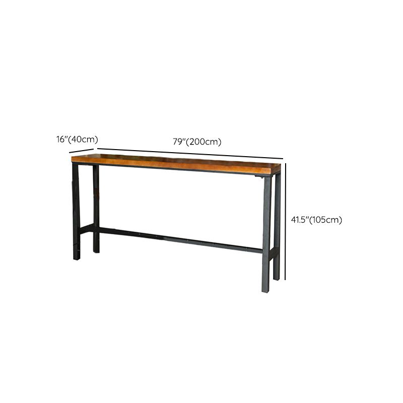 Industrial Style Bar Table Black Iron Solid Wood Bistro Pub Table