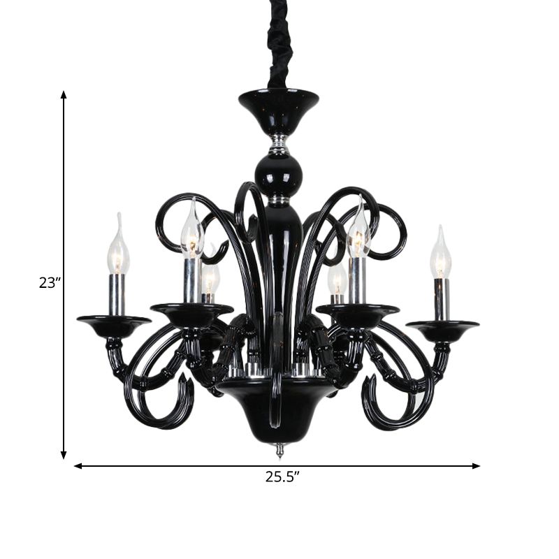 Candle Metallic Hanging Chandelier Light Industrial Style 6/8 Bulbs Black Finish Suspension Light for Living Room