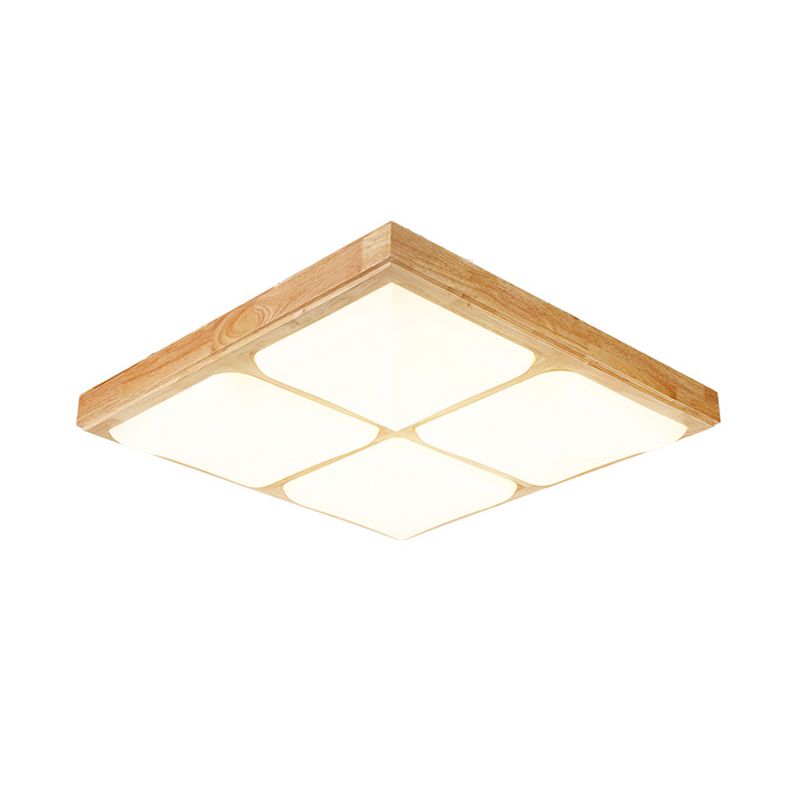Plafonnier LED encastré géométrique en bois, plafonnier simple pour chambre à coucher