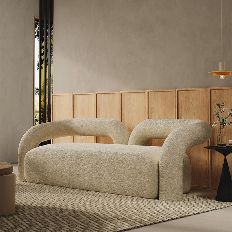 Contemporary Style Curved Sofa Statement Tuxedo Arm Sofa in White