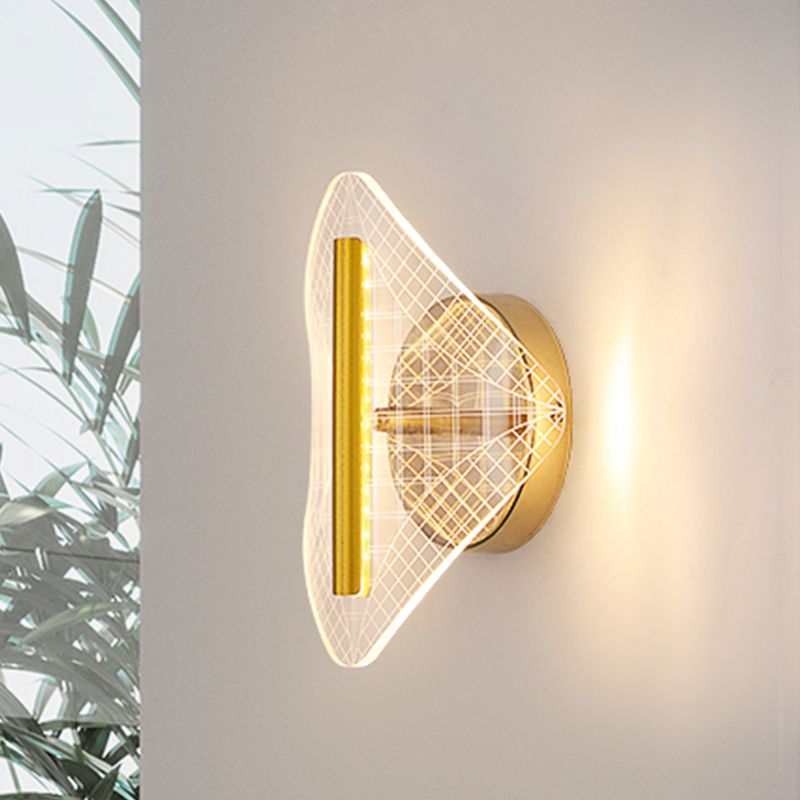 Lámpara geométrica metálica Ilumina de pared de oro LED mínimo en blanco/luz cálida para sala de estar