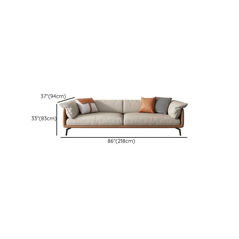 Contemporary 32.67" Tall Genuine Leather Pillow Top Arm Sofa