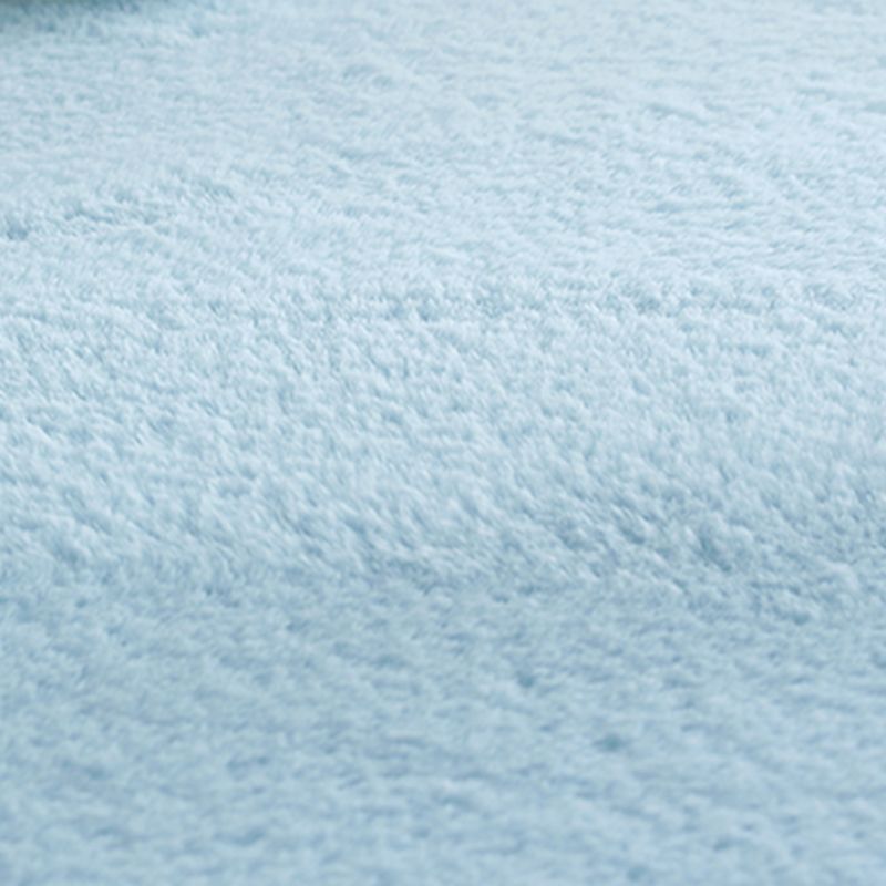 Blue Area Carpet Pure Color Polyester Area Rug Stain Resistant Washable Rug for Bedroom