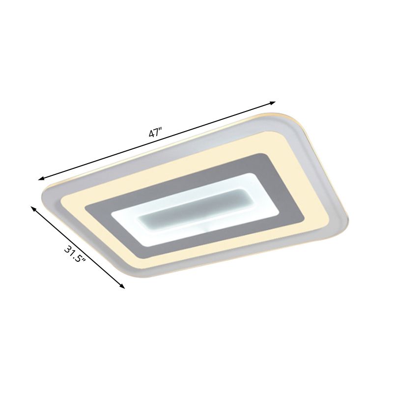 23"/31"/47" Brede Dunne Acryl Flush Mount Licht Eenvoudige LED Witte Plafondlamp in Warm/Wit Licht