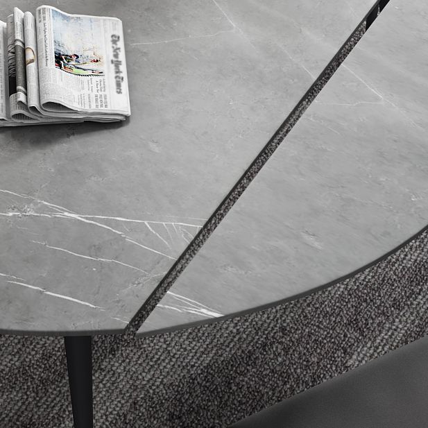 Modern Style Gray Dining Table Sintered Stone Table with 4 Legs for Kitchen