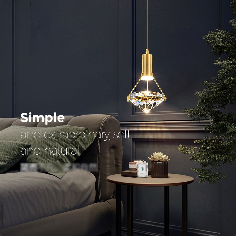 Gold Contemporary Hanging Light Kit Crystal Ceiling Light for Dining Room