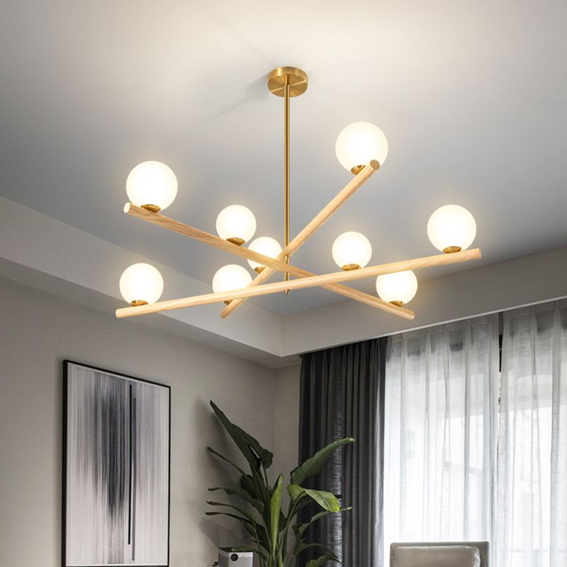 Burbujas nórdicas lámparas colgantes salón de estar de madera lámpara de araña de lámpara en blanco