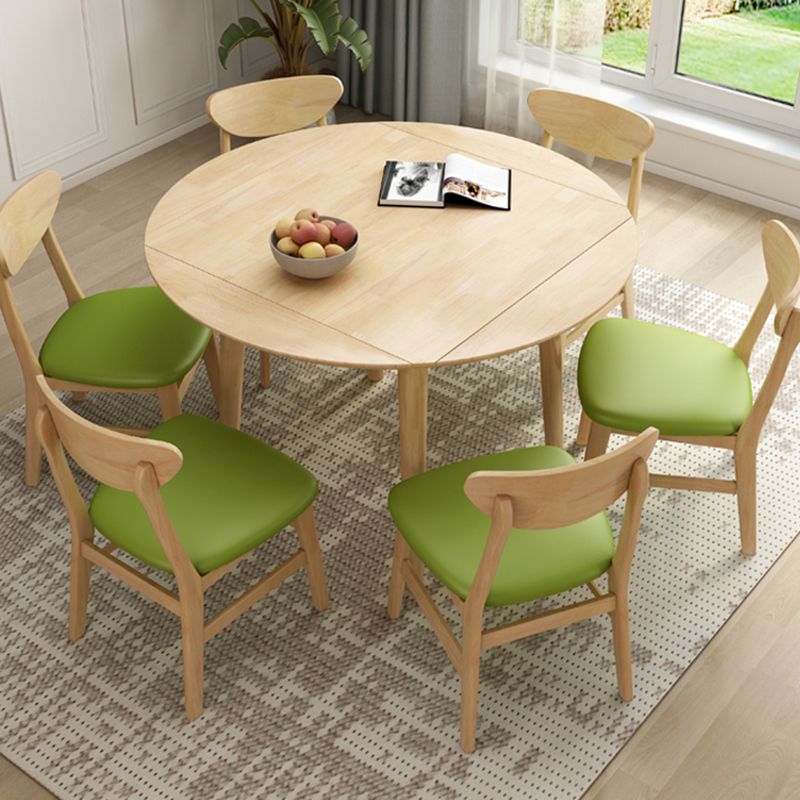 Round Home Kitchen Dinner Furniture Drop Leaf Rubberwood Solid Wood Dining Table
