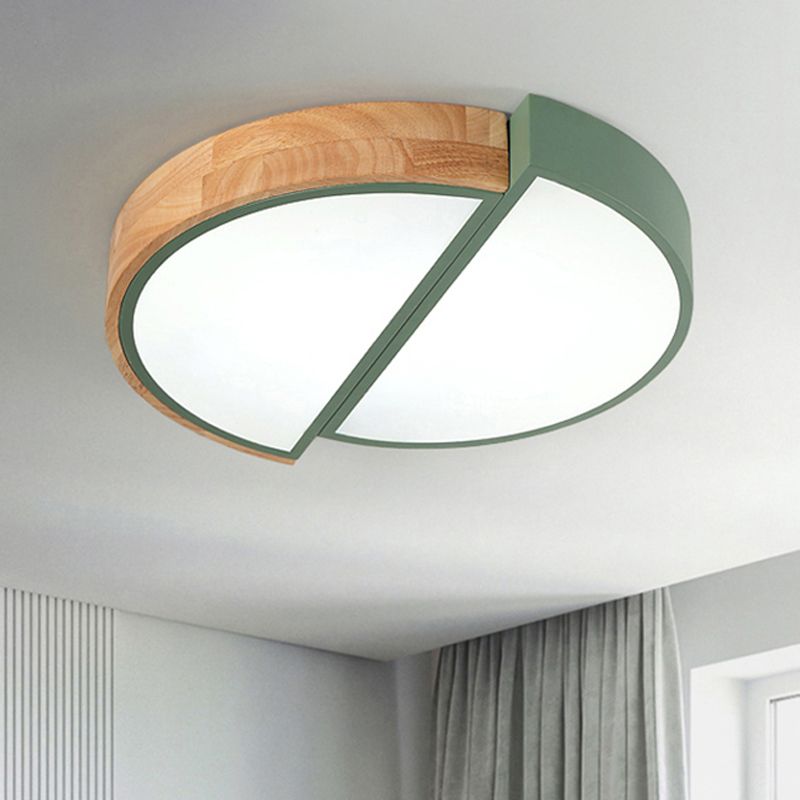 Half Circle Restaurant Flush Ceiling Light Acrylic Macaron Loft LED Green/Pink/White Ceiling Lamp in Warm/White Light