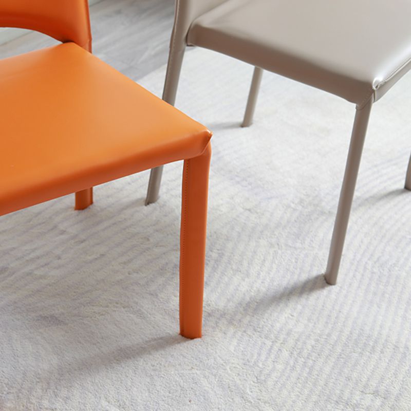 Modern Simple Side Chair Faux Leather Side Dining Chair for Home Use