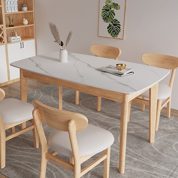 Minimalist Rectangle Shape Kitchen Dining Table Sintered Stone Top Dining Table with 4 Legs Base