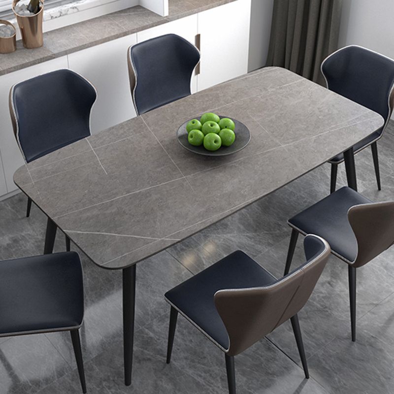 Metal Modern Rectangular Table Sintered Stone Table for Dining Room and Kitchen
