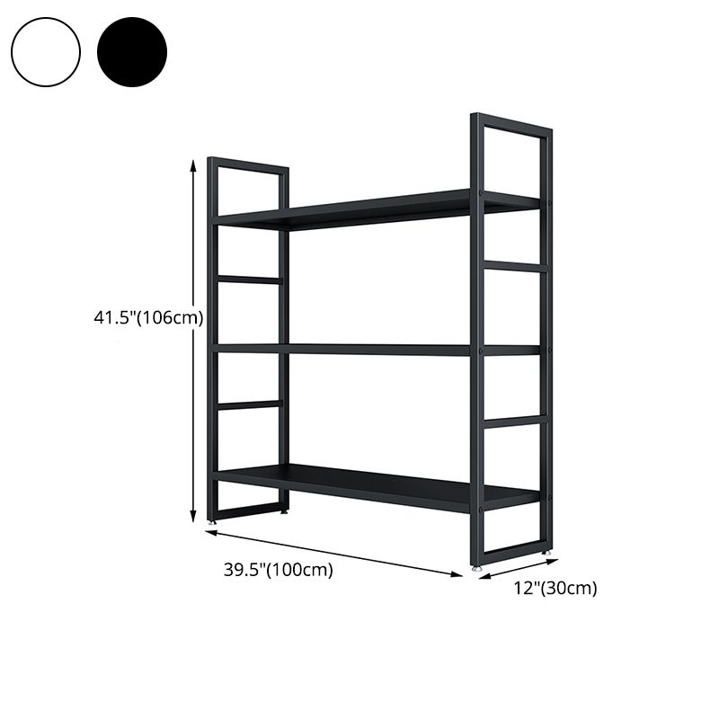 3/4/5-Shelf Iron Etagere Bookshelf Black and White Vertical Bookcase for Living Room