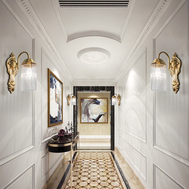 Montaggio della parete del cilindro Luce semplice in stile cristallo 1/2 luci in oro lampada con corridoio per corridoio