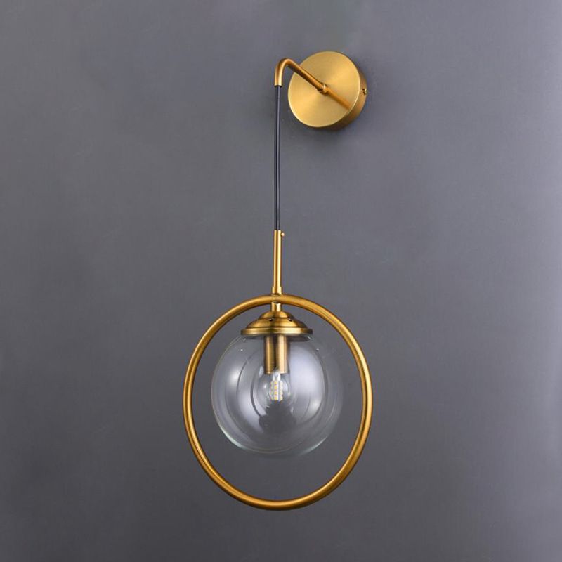 Postmodern Glass Wall Lighting Fixture Global Wall Mount Lamp for Living Room