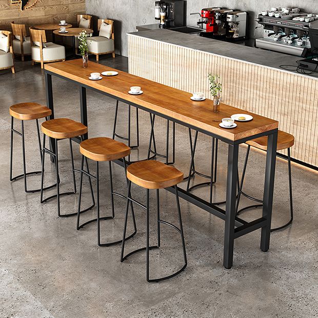 Modern Bar Pub Table Set 1/5/9 Pcs Solid Wood and Iron Bar Table and Stools