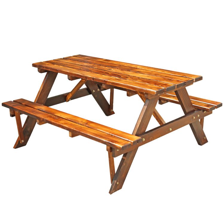Farmhouse Rectangle Patio Table Water Resistant Picnic Table