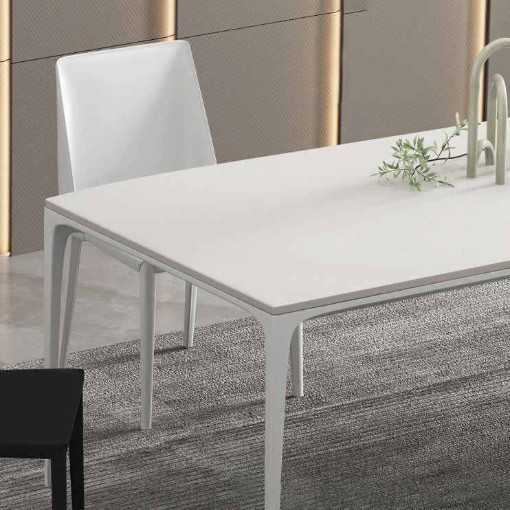 Modern White Sintered Stone Dining Table Rectangle Home Use Table with 4 Legs