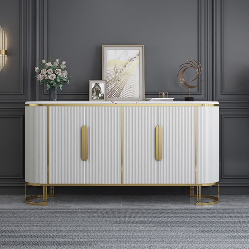 Glam Style Stone Sideboard Buffet 33.4"H 4-Door Dining Room Buffet Server