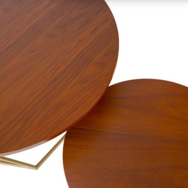 Modern Round Wood Frame Coffee Table Brown Finish Cocktail Table