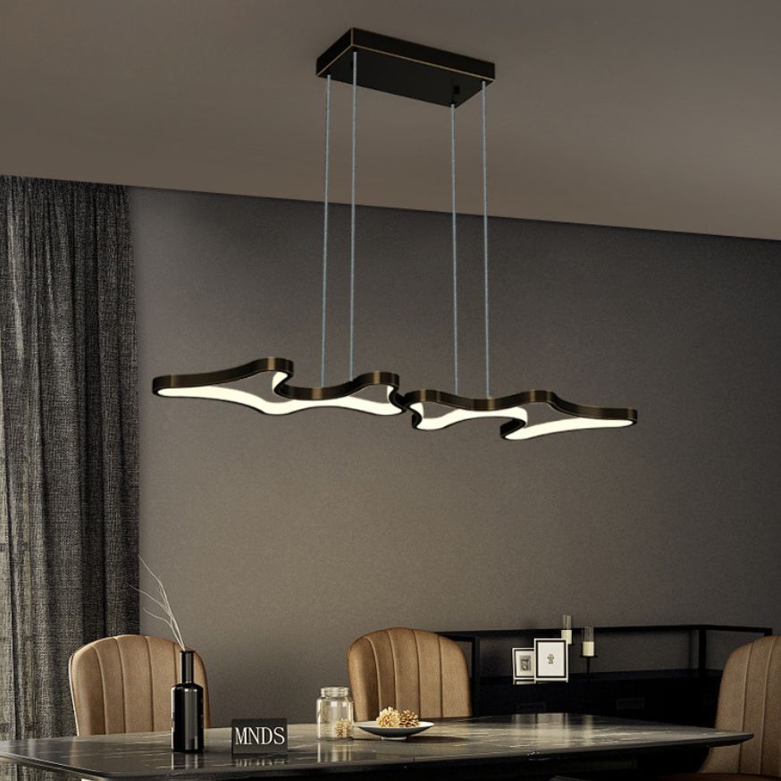 1 leichte moderne Metallleuchterlampe Linear LED Island Anhänger für Esszimmer