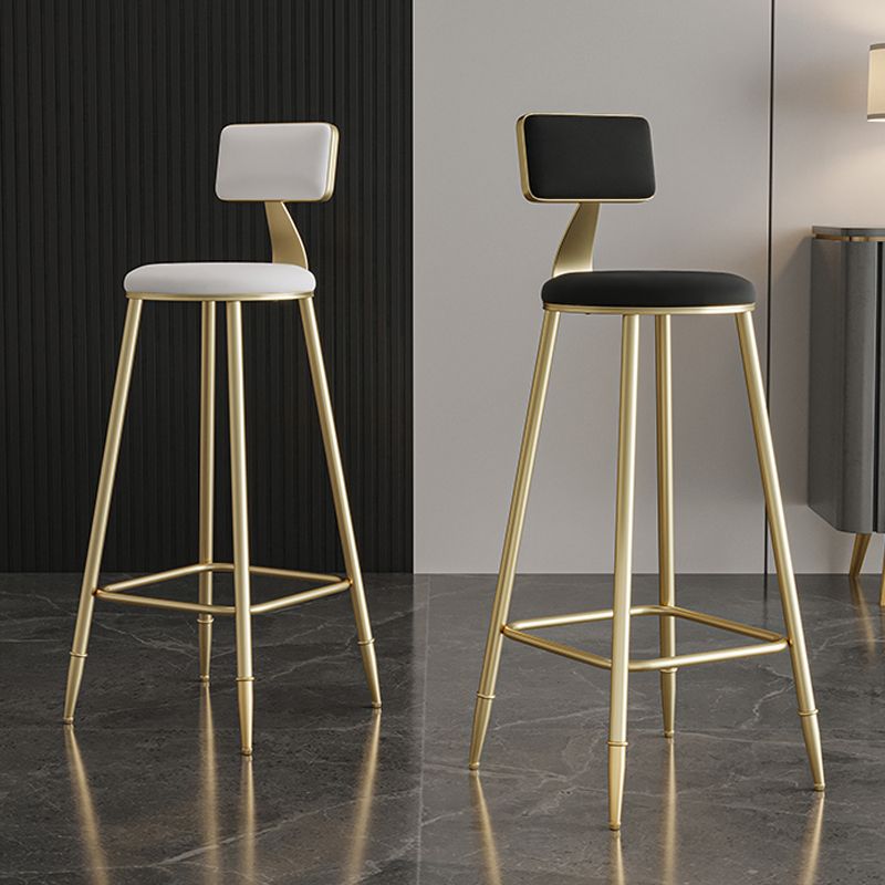 Nordic Armless Backrest Counter Stool Steel Cafe Bar Stool with Velvet Cushion and Pedal