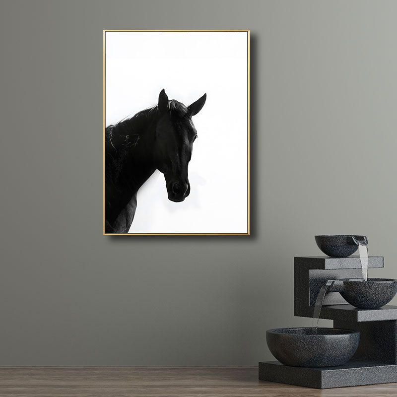 Canvas Black Wall Art Print Tropical Horse Wrapped Canvas, Multiple Size Available