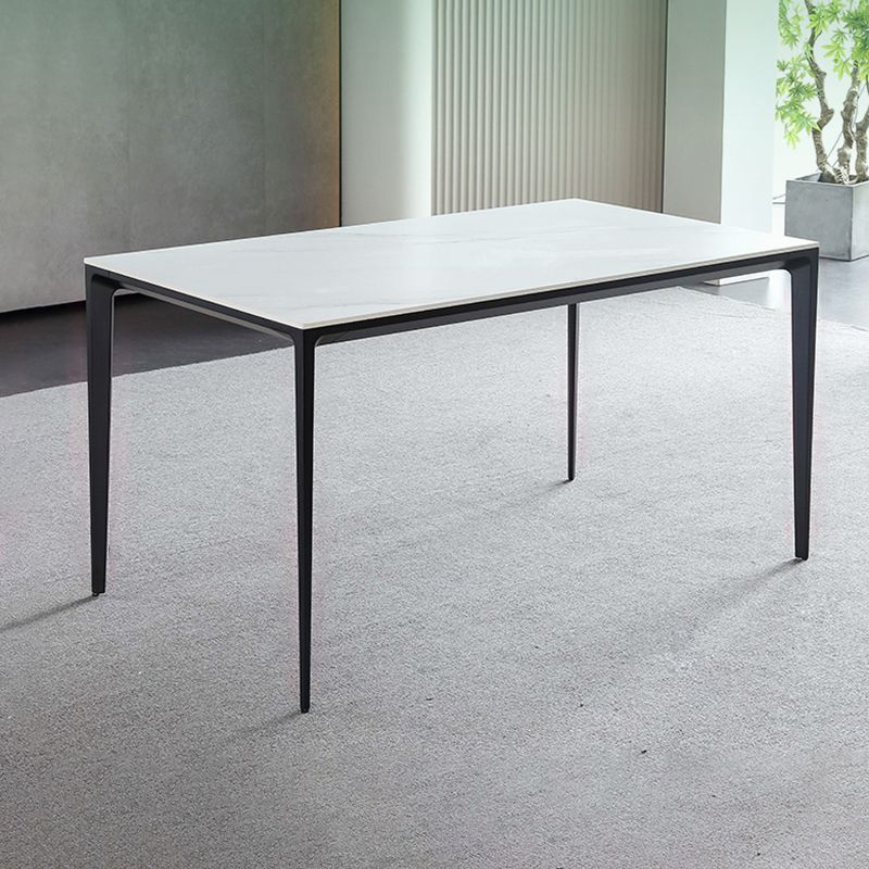 Standard Height Sintered Stone Top Dining Set with 4 Black Metallic Legs for Dining Furniture