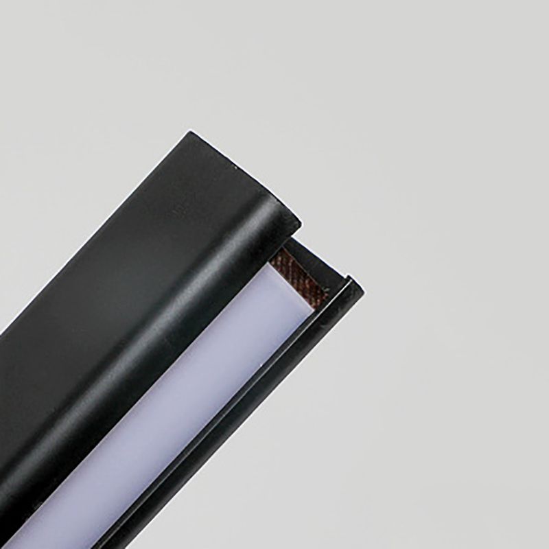 Modern Metal Island Light Strip Colgante de isla LED negra para comedor