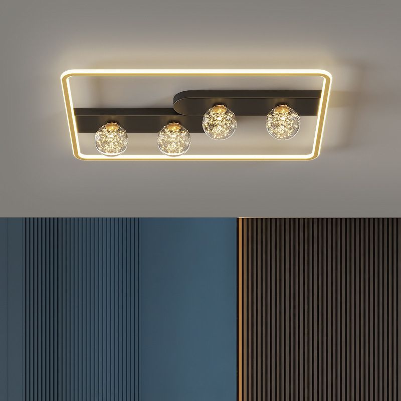 Lámpara de techo minimalista LED de metal con montaje empotrado geométrico de oro negro para sala de estar